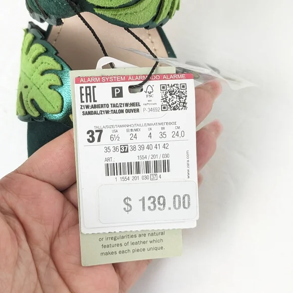 NWT Zara Suede Tropical Heels - Picture 8 of 16